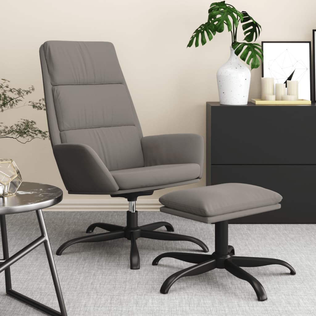 vida XL Relaxsessel mit Hocker Hellgrau Samt