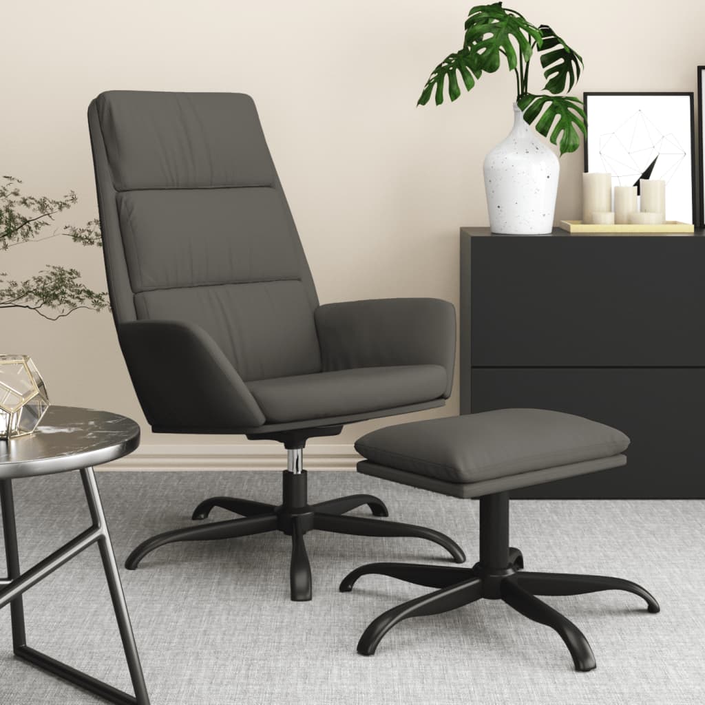 vida XL Relaxsessel mit Hocker Dunkelgrau Samt