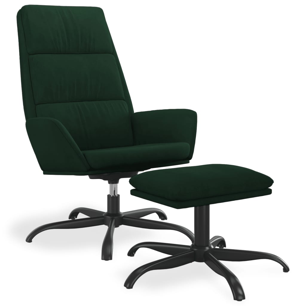 Poilsio kėdė su pakoja, tamsiai žalios spalvos, aksomas | Stepinfit
