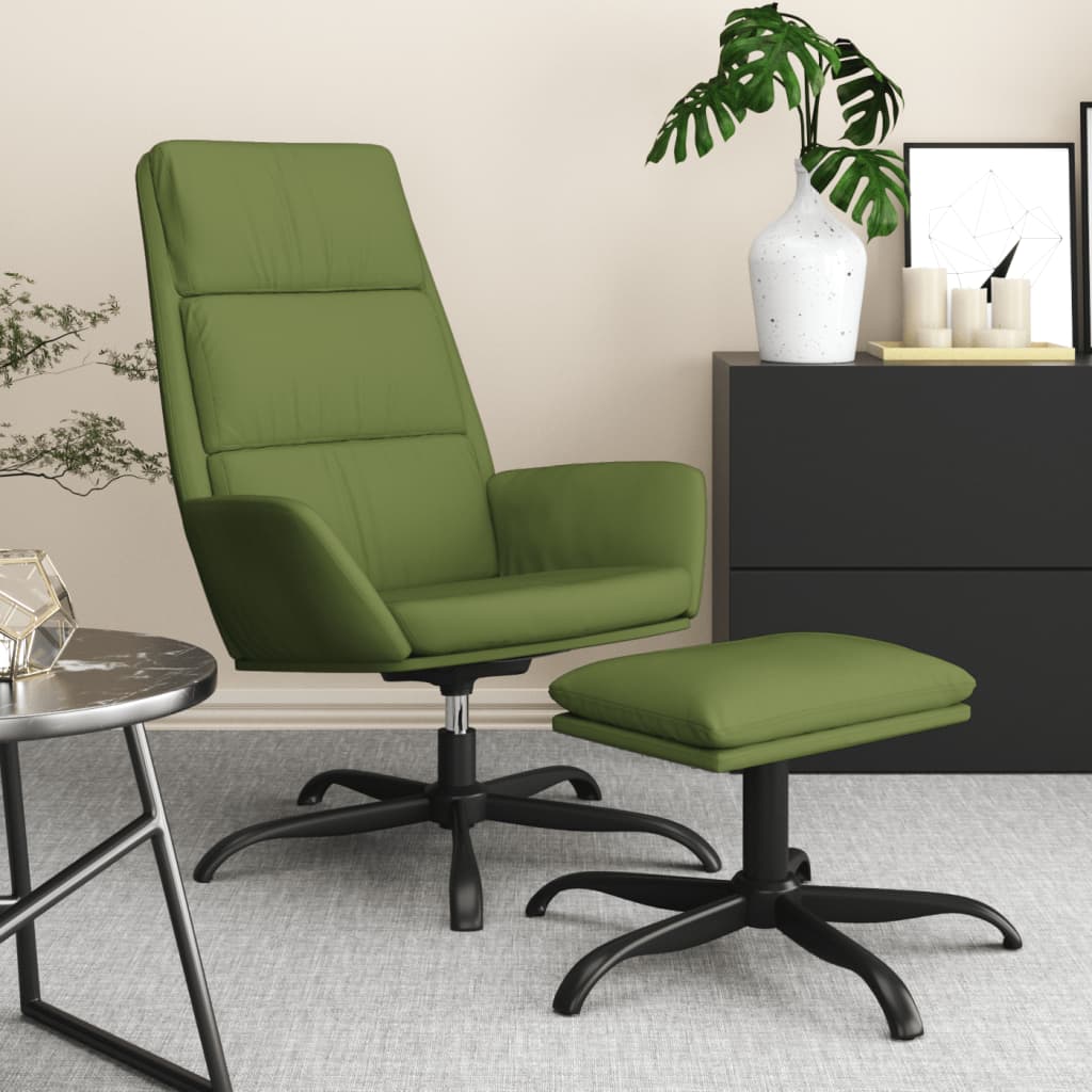 Poilsio kėdė su pakoja, šviesiai žalios spalvos, aksomas | Stepinfit