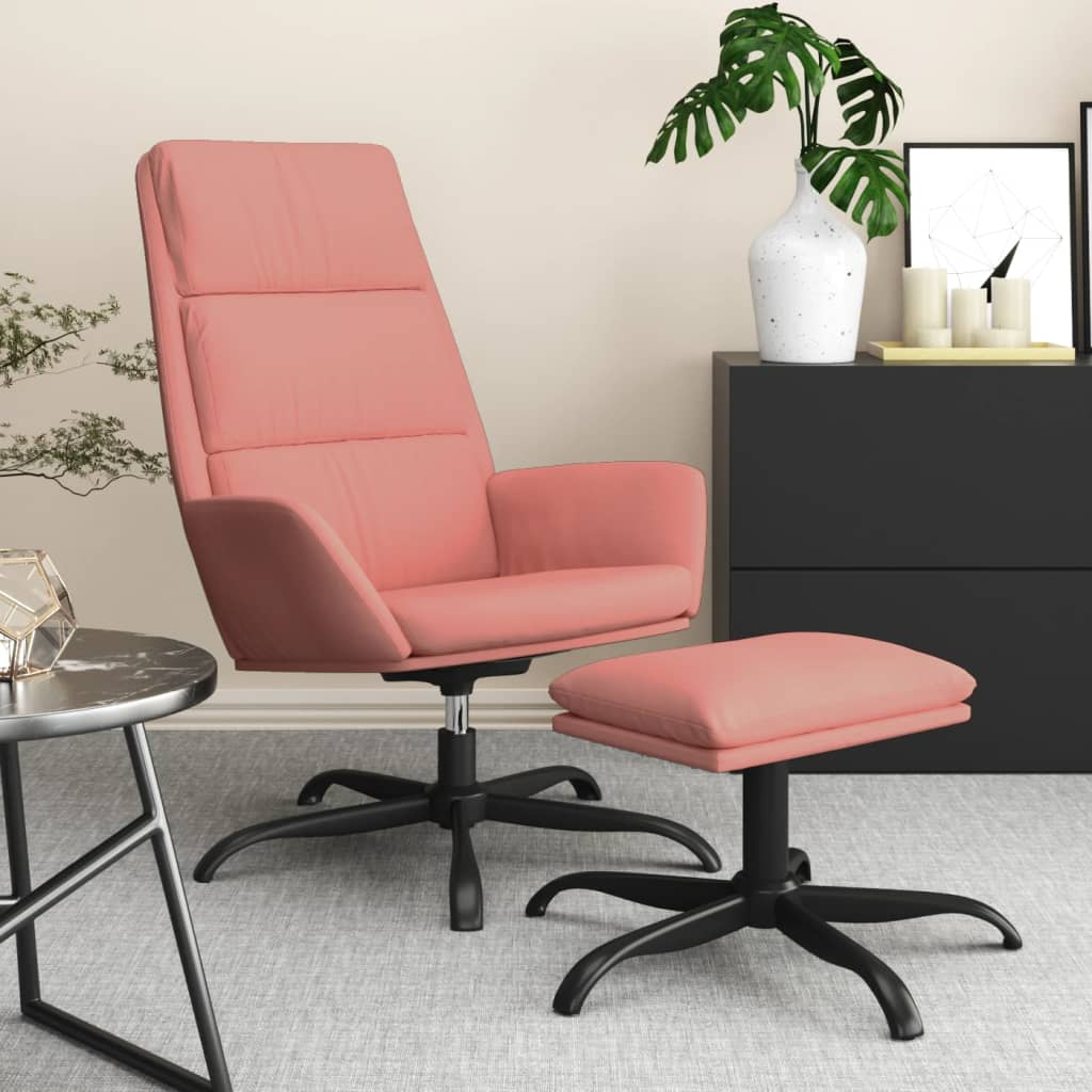 Poilsio kėdė su pakoja, rožinės spalvos, aksomas | Stepinfit