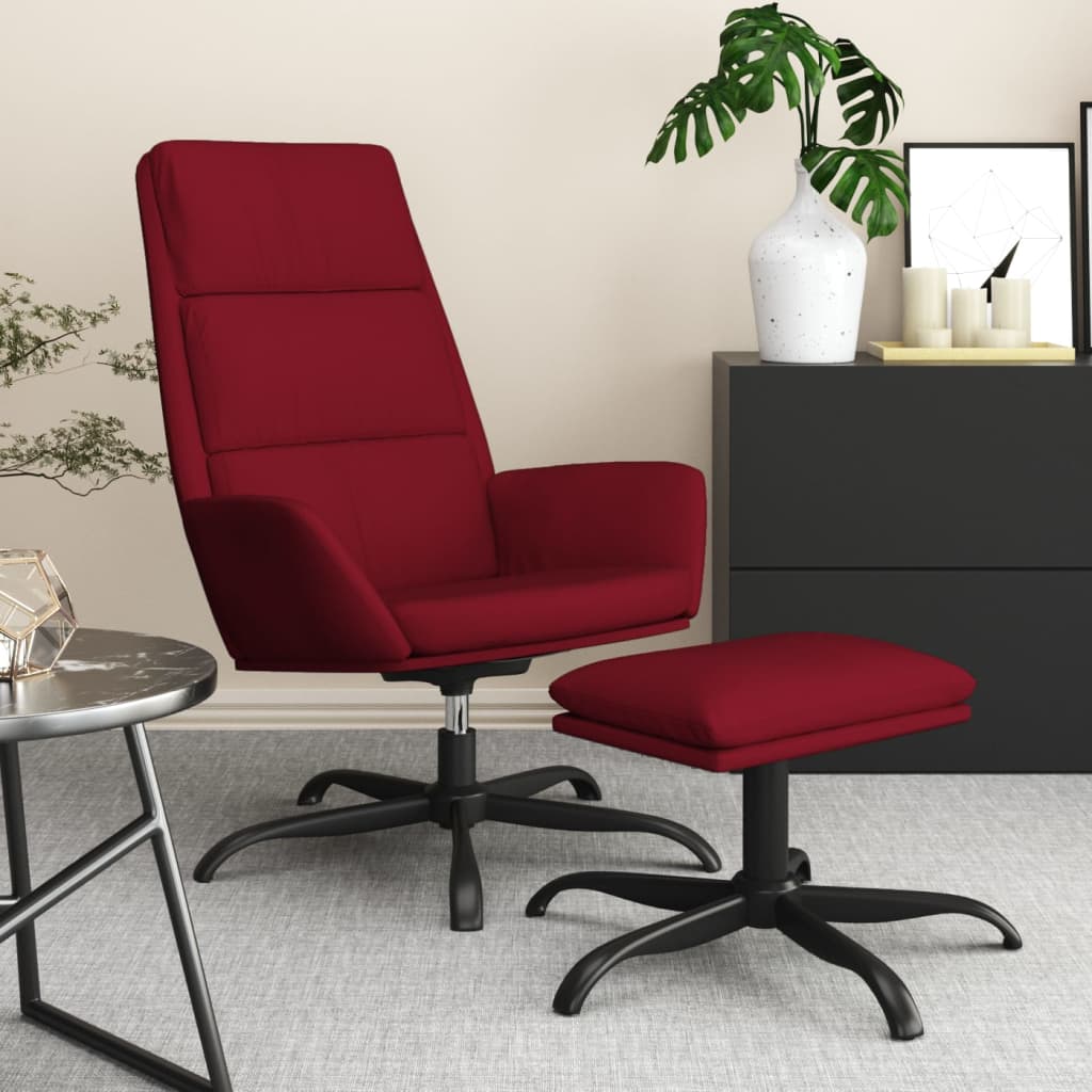 Chaise de relaxation avec repose-pied Rouge bordeaux Velours