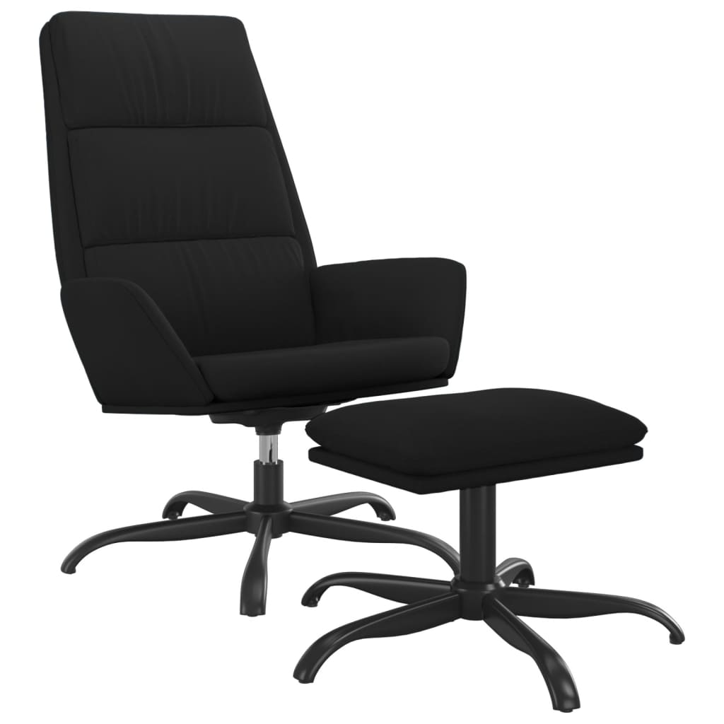 Poilsio kėdė su pakoja, juodos spalvos, aksomas | Stepinfit