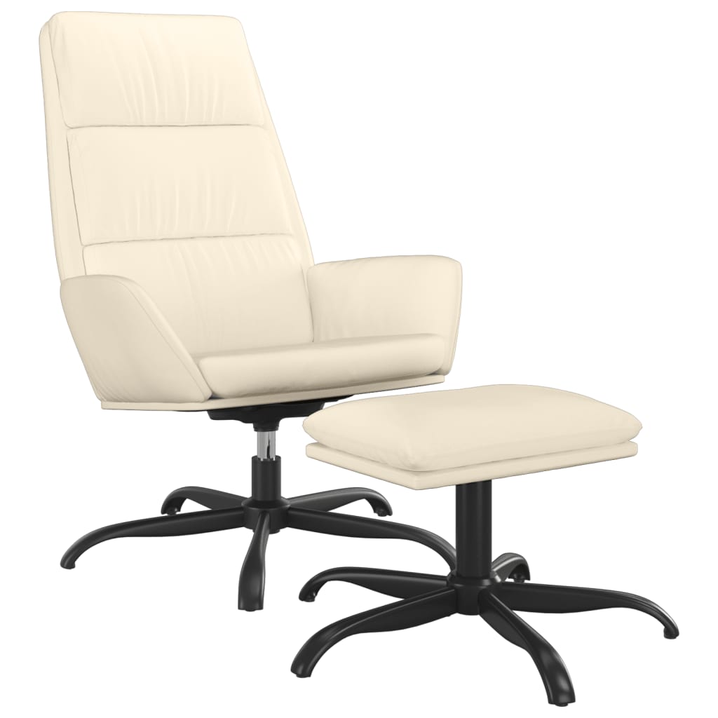 Poilsio kėdė su pakoja, kreminės spalvos, aksomas | Stepinfit
