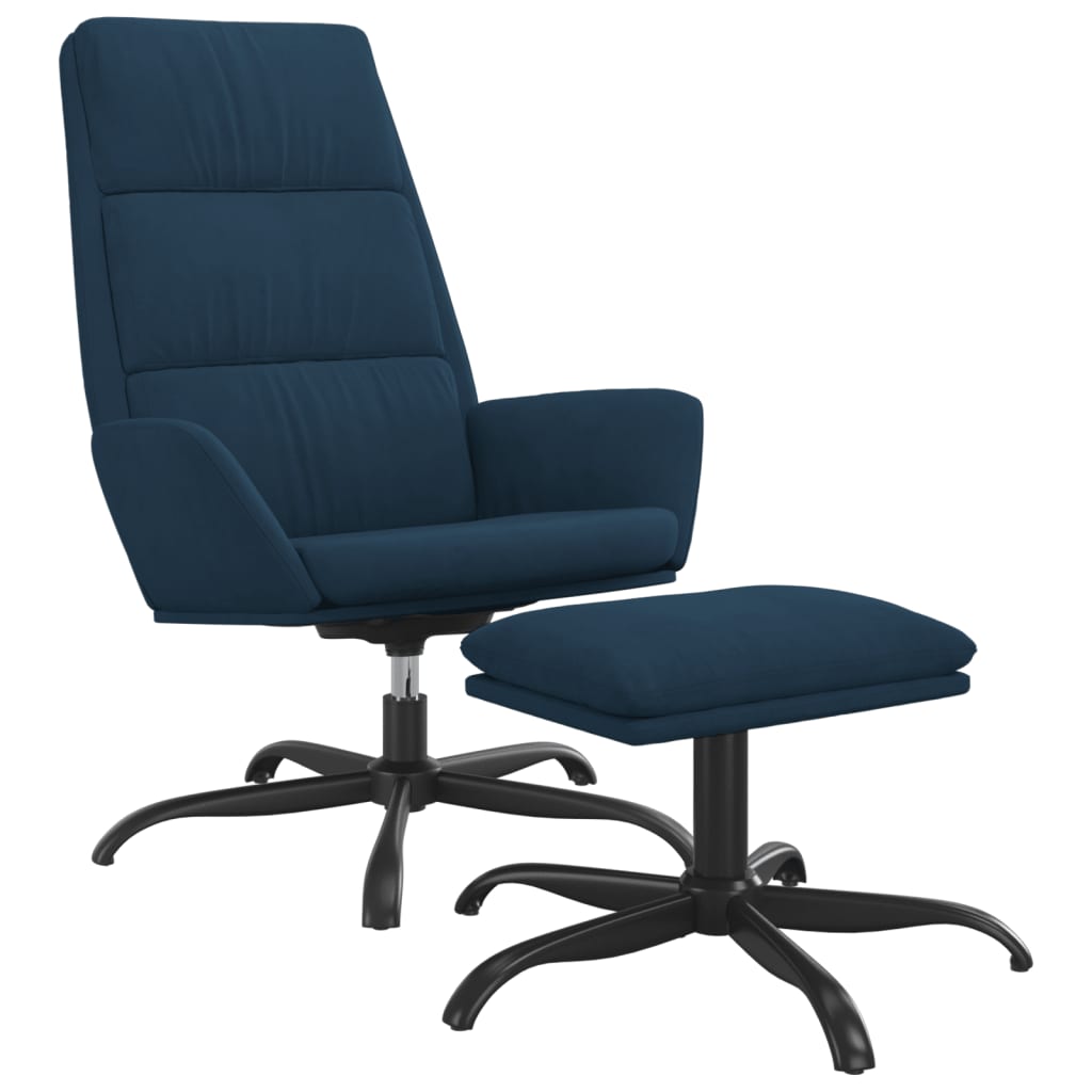Poilsio kėdė su pakoja, mėlynos spalvos, aksomas | Stepinfit