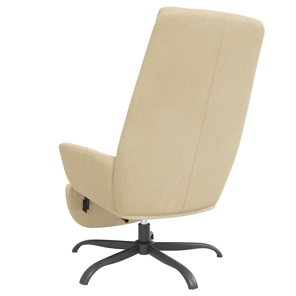 Scaun de relaxare cu taburet, crem, catifea