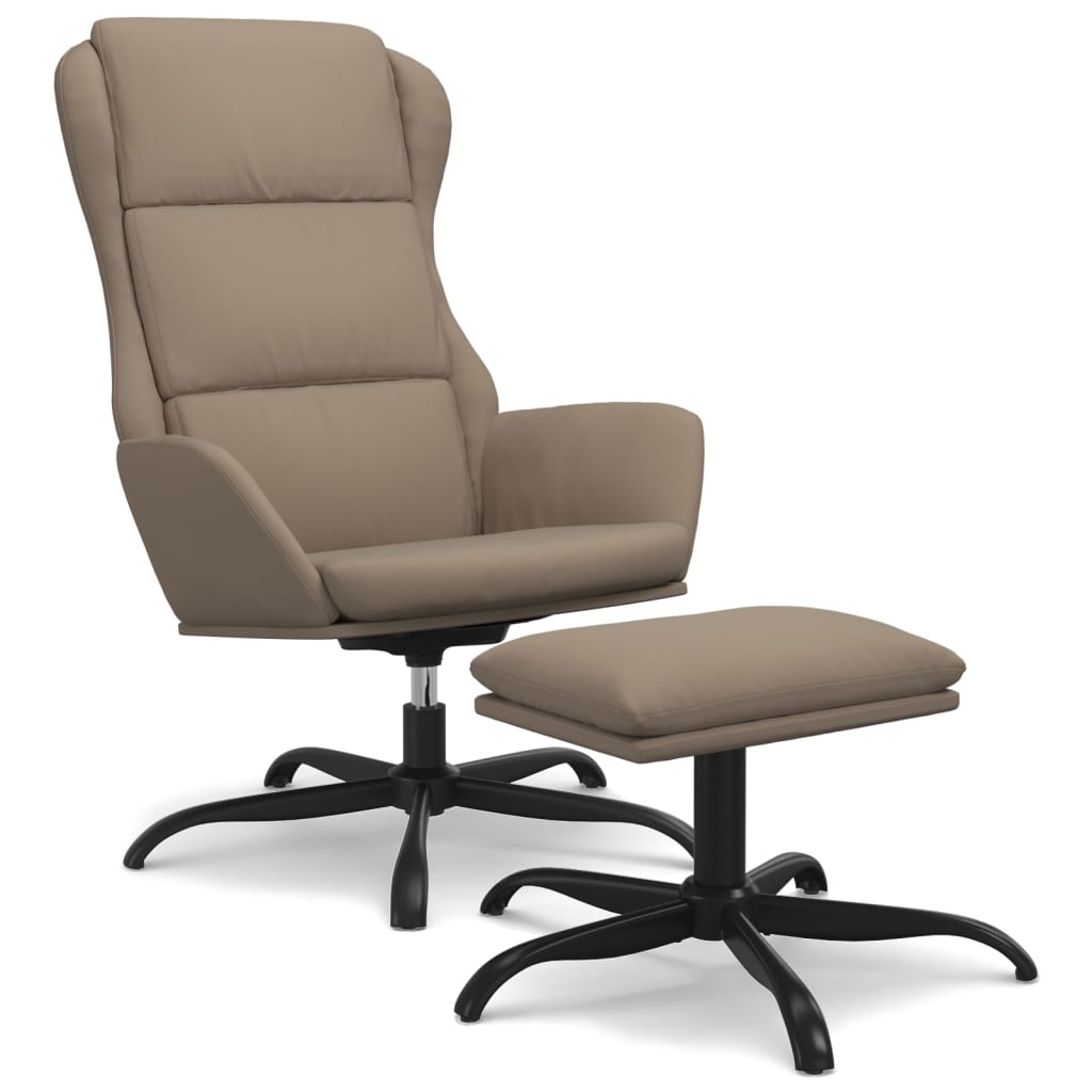 vidaXL Relaxstoel met voetenbank microvezelstof taupe