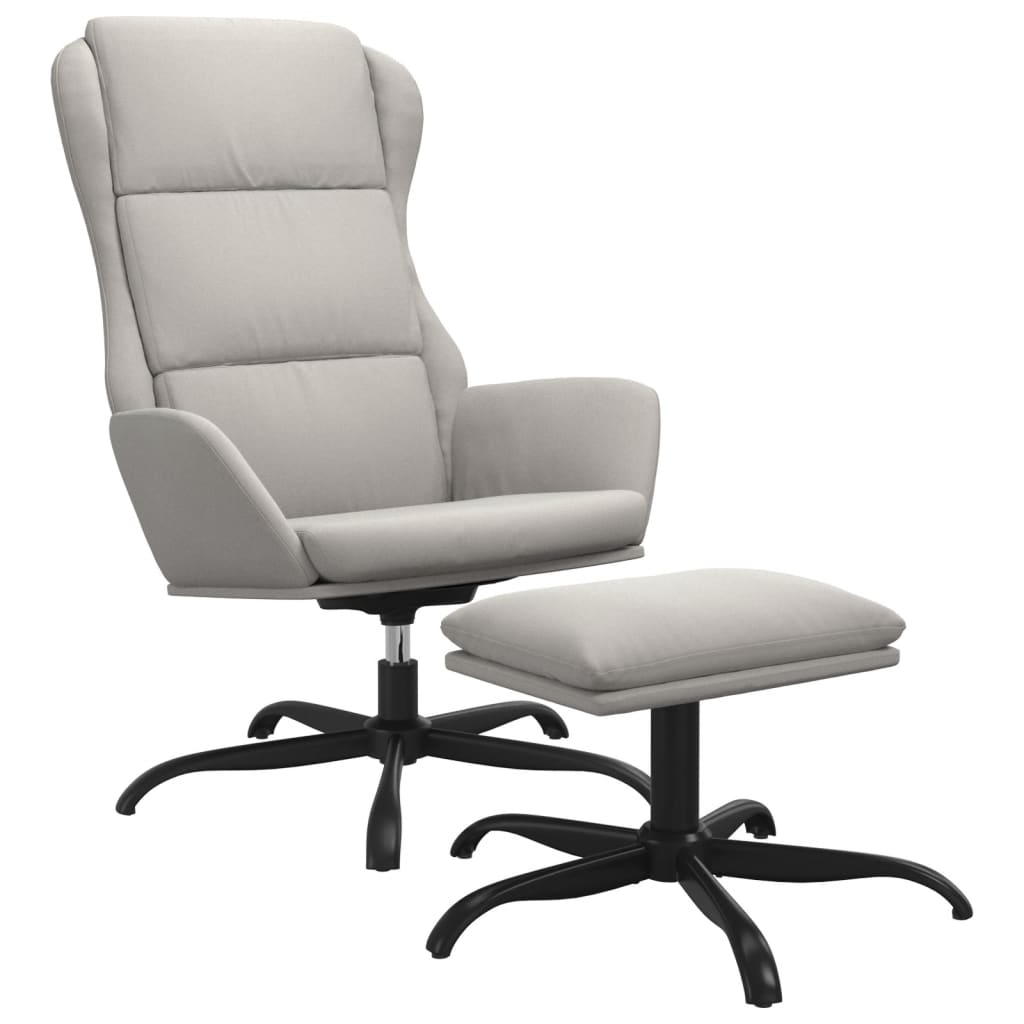 vidaXL Cadeira de descanso com banco p/ pés microfibra cinza-claro