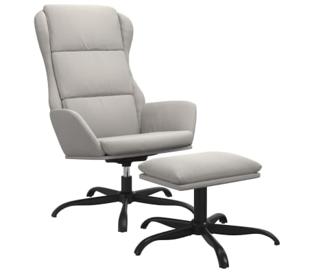 vidaXL atpūtas krēsls ar kājsoliņu, gaiši pelēks mikrošķiedras audums