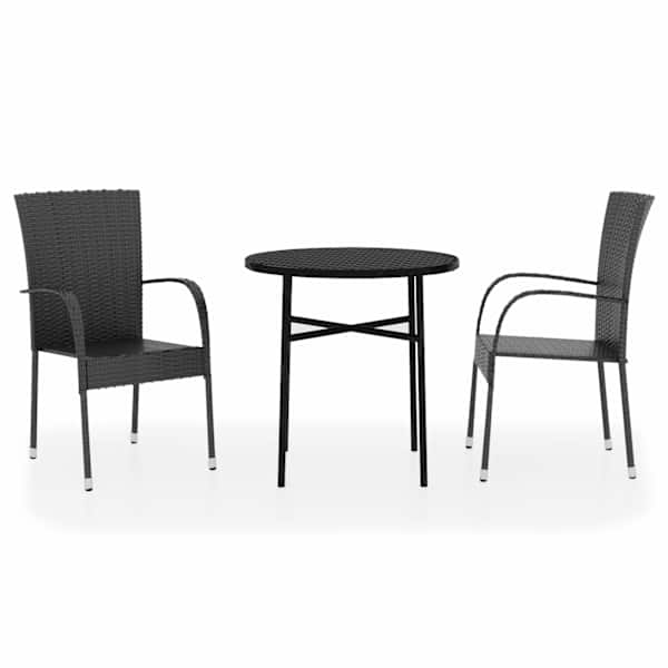 vidaXL 3-osaline aiam&ouml;&ouml;bli komplekt, pol&uuml;rotang, must