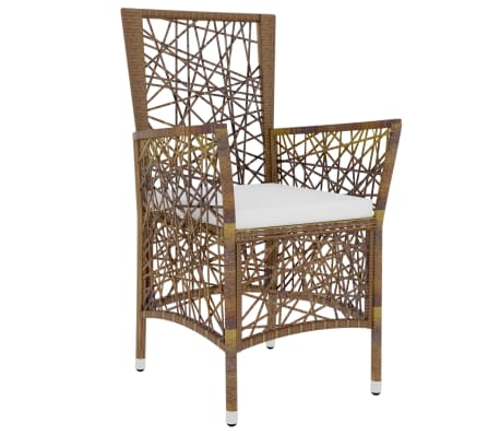 vidaXL Sodo valgomojo baldų komplektas, 3 dalių, rudas, poliratanas