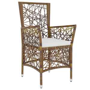 vidaXL Sodo valgomojo baldų komplektas, 3 dalių, rudas, poliratanas