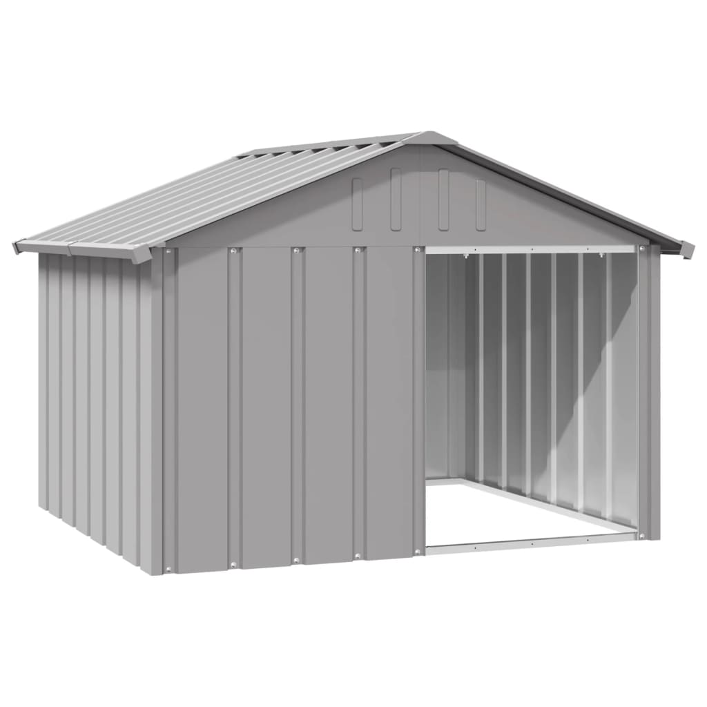 Niche d'extérieur avec toit en Acier Galvanisé gris clair pour chien - 120x100x80 cm