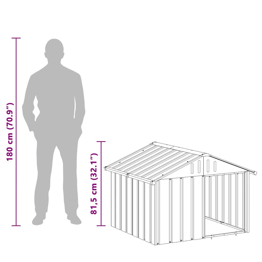 Dog House Outdoor Pet Kennel Puppy Shelter Kennel Galvanized Steel vidaXL - Picture 13 of 28