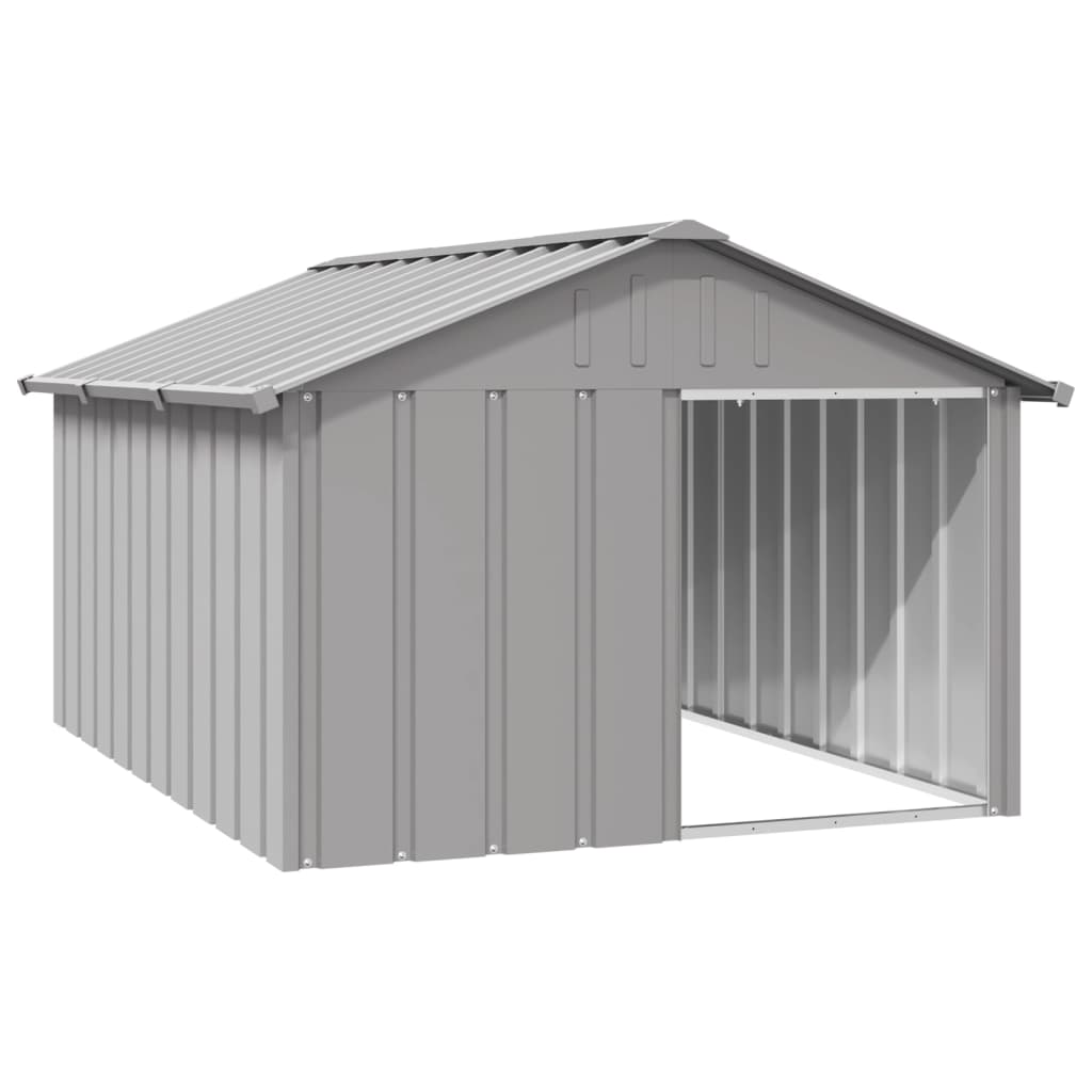 Niche d'extérieur avec toit en Acier Galvanisé gris clair pour chien - 120x150x80 cm
