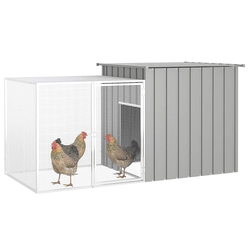 vidaXL Kippenhok 200x91x100 cm gegalvaniseerd staal grijs afbeelding