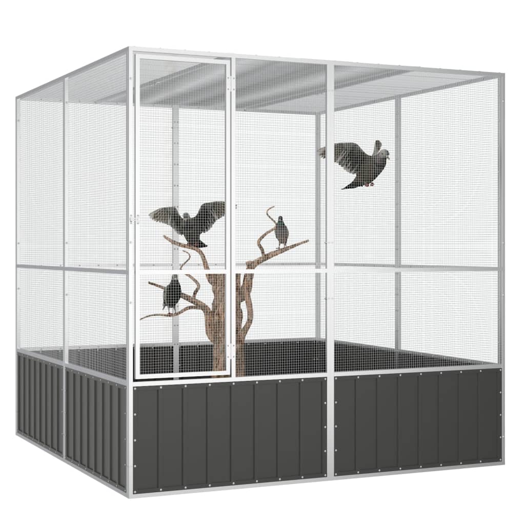 Colivie păsări antracit 213,5×217,5×211,5 cm oțel galvanizat