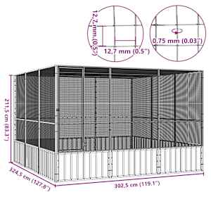 Ptačí klec antracitová 302,5x324,5x211,5 cm pozinkovaná ocel - obrázek 6