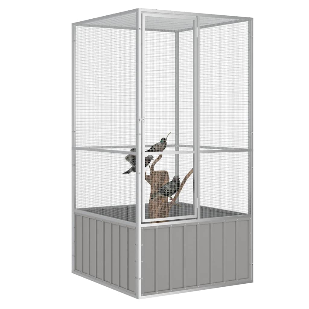 Outdoor Bird Aviary - Large Galvanized Steel Cage vidaXL - Picture 7 of 42