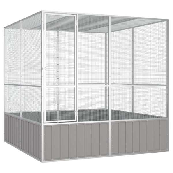 vidaXL linnupuur, hall, 213,5x217,5x211,5 cm, tsingitud teras