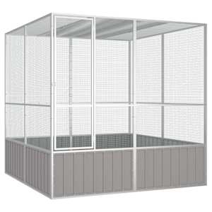 Ptačí klec šedá 213,5x217,5x211,5 cm pozinkovaná ocel - obrázek 1
