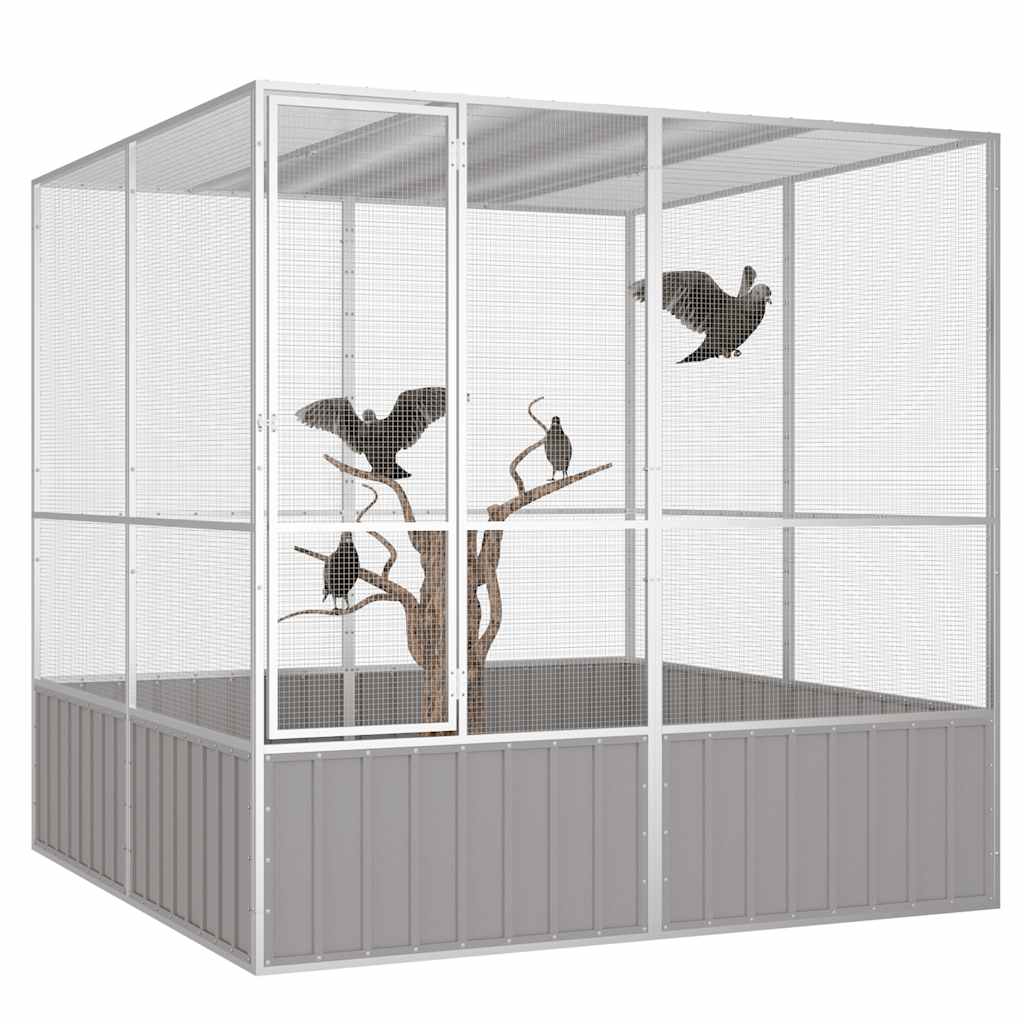 Outdoor Bird Aviary - Large Galvanized Steel Cage vidaXL - Picture 19 of 42