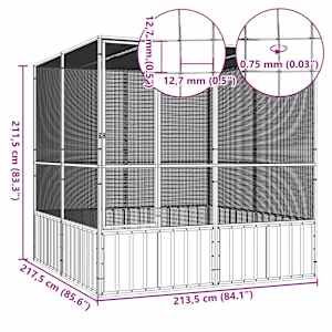 Ptačí klec šedá 213,5x217,5x211,5 cm pozinkovaná ocel - obrázek 6
