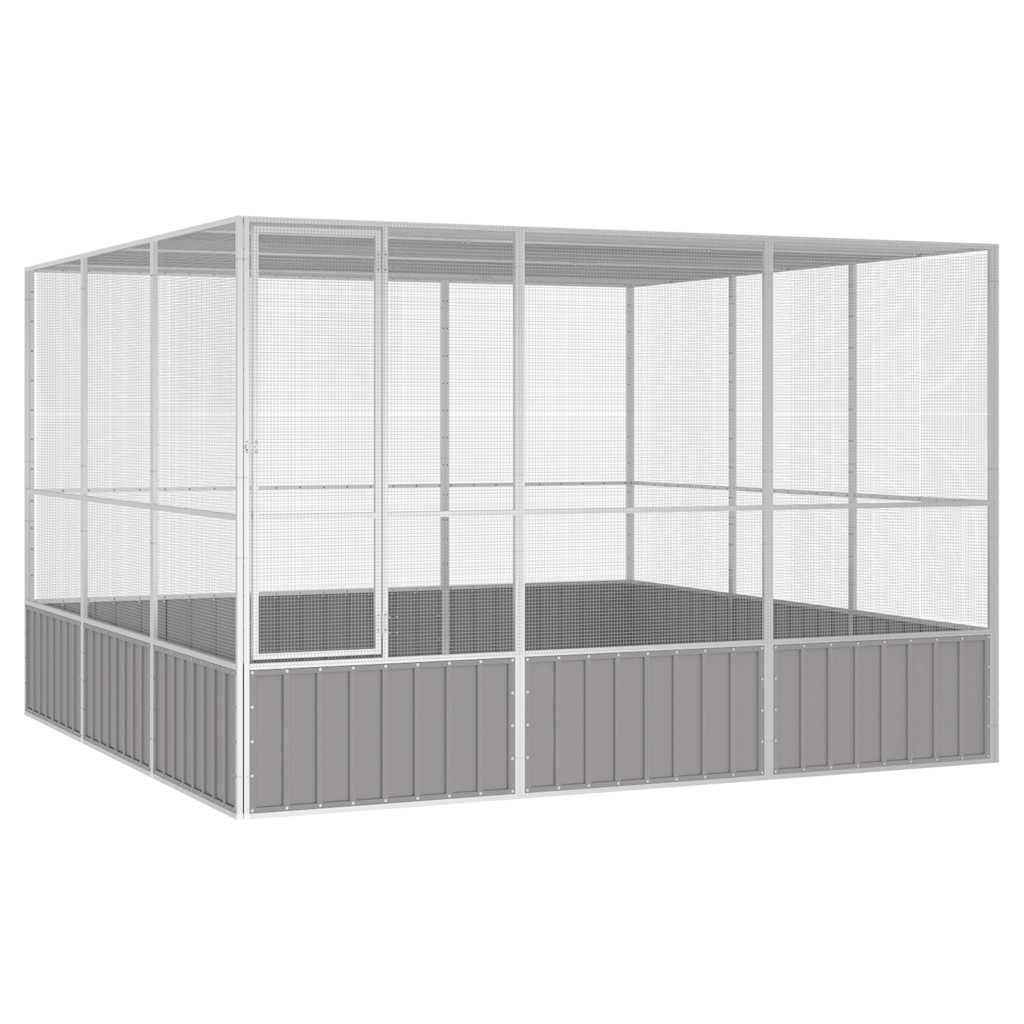 vidaXL Colivie pentru păsări gri 302,5x324,5x211,5 cm oțel galvanizat