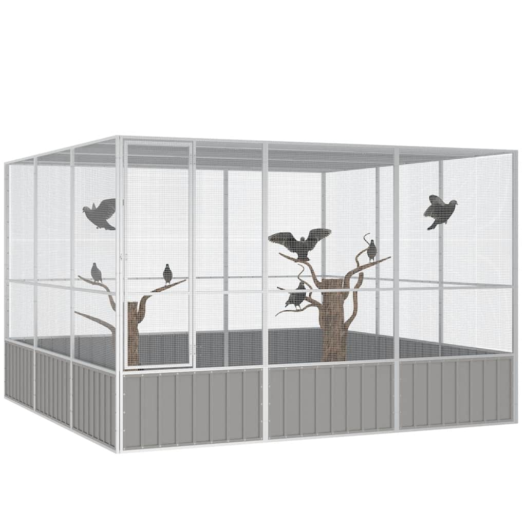 Outdoor Bird Aviary - Large Galvanized Steel Cage vidaXL - Picture 31 of 42