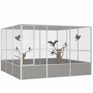 Ptačí klec šedá 302,5x324,5x211,5 cm pozinkovaná ocel - obrázek 2