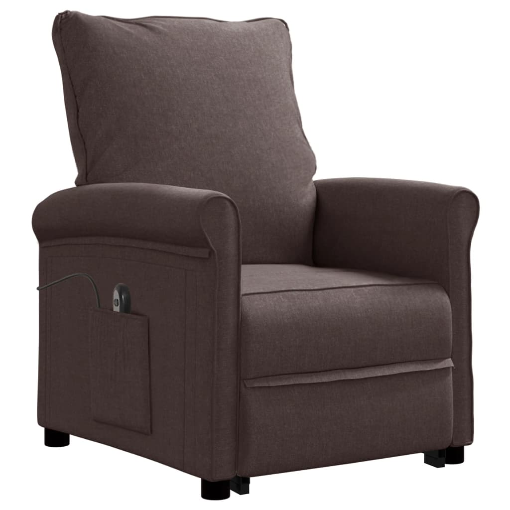 vidaXL Sillón elevable tela marrón oscuro