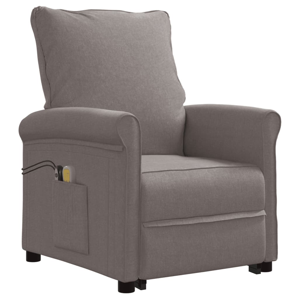 vidaXL Fauteuil de massage Taupe Tissu