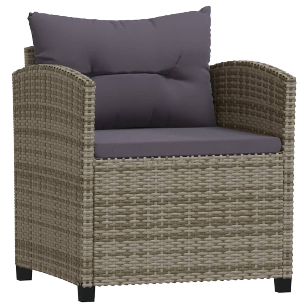 vidaXL 7-delige Loungeset met kussens poly rattan grijs afbeelding