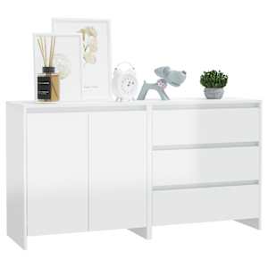 vidaXL &Scaron;oninė spintelė, 2 dalių, balta, apdirbta mediena, blizgi