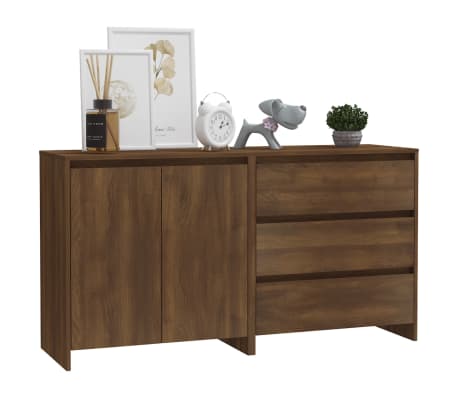 vidaXL &Scaron;oninė spintelė, 2 dalių, ruda ąžuolo, apdirbta mediena