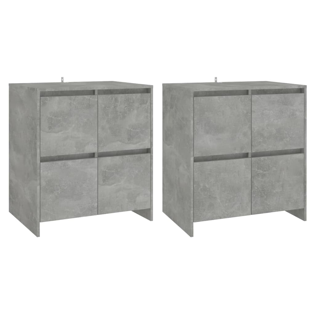 Příborníky 2 ks betonově šedé 70 x 41 x 75 cm dřevotříska