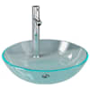 vidaXL vannitoavalamu kraani ja &auml;ravoolupesaga, l&auml;bipaistev