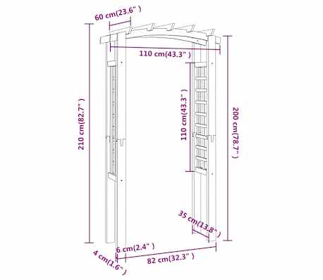 Arche De Jardin En Treillis Bois Pin Imprégné - 235 Cm Haut, 125x150 Cm Base - Pour Rosiers Et Plantes Grimpantes
