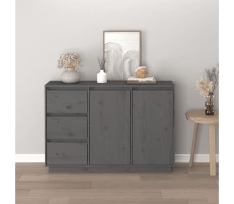 vidaXL Sideboard Grey 111x34x75 cm Solid Wood Pine