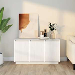 Příborník bílý 111 x 34 x 60 cm masivní borové dřevo - obrázek 7