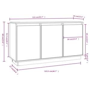 Příborník bílý 111 x 34 x 60 cm masivní borové dřevo - obrázek 9