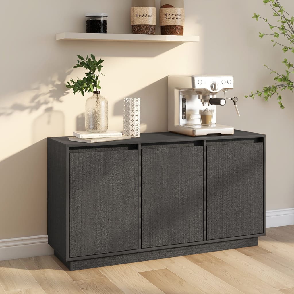 vidaXL Servantă, gri, 111x34x60 cm, lemn masiv de pin 111x34x60 imagine noua