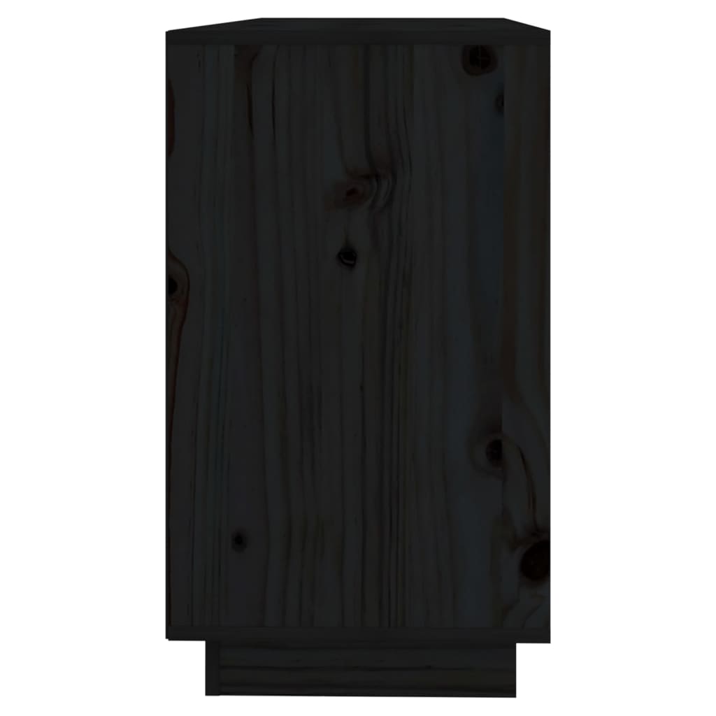 Příborník černý 111 x 34 x 60 cm masivní borové dřevo