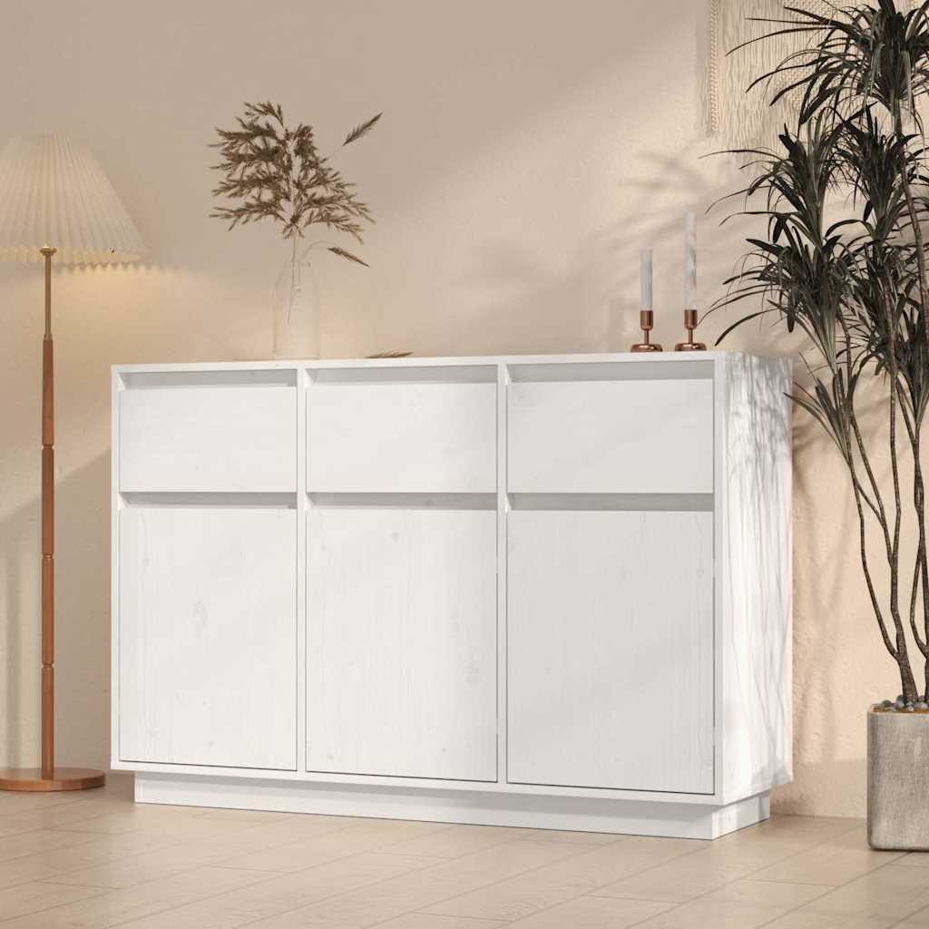 vidaXL Szafka, bia�a, 111x36x75 cm, lite drewno sosnowe