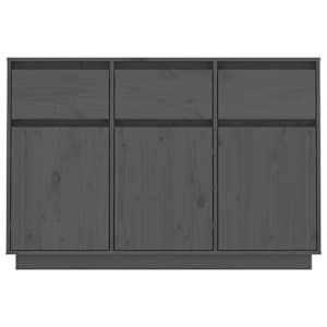 vidaXL kumode, pelēka, 110x34x75 cm, priedes masīvkoks