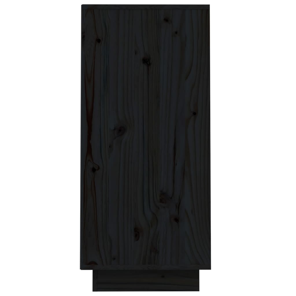 Fekete tömör fenyőfa tálalószekrény 60 x 34 x 75 cm 