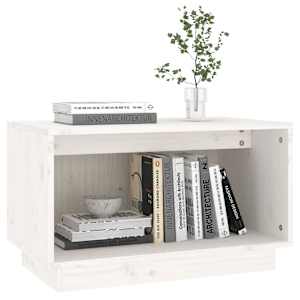 TV skříňka bílá 60 x 35 x 35 cm masivní borové dřevo - obrázek 5