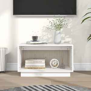 TV skříňka bílá 60 x 35 x 35 cm masivní borové dřevo - obrázek 1
