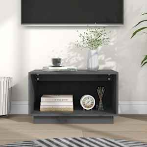 TV skříňka šedá 60 x 35 x 35 cm masivní borové dřevo - obrázek 1