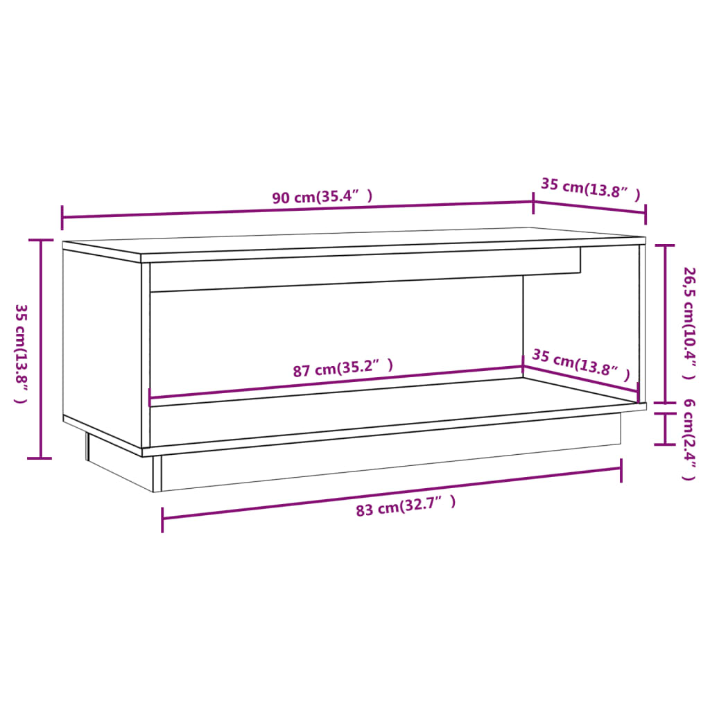 TV ormarić 90 x 35 x 35 cm od masivne borovine